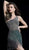 Jovani - 60945 Fringed Hem Beaded Asymmetrical Dress in Green and Multi-Color