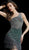 Jovani - 60945 Fringed Hem Beaded Asymmetrical Dress in Green and Multi-Color