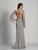 Dave & Johnny - A6095  V-Neck Gown with Flutter Lace Sleeves in Silver