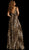 Jovani - 60962 Printed Deep V-neck Embellished Waist A-line Dress In Print