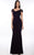Daymor Couture - Gilded Cap Sleeved Evening Gown 909 in Purple