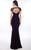 Daymor Couture - Gilded Cap Sleeved Evening Gown 909 in Purple
