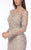 Daymor Couture - 914 Sheer Long Sleeved Cocktail Dress in Neutral