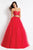 Rachel Allan  - 6096 Two-Piece Cutout Bodice Lace Gown in Red