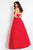 Rachel Allan  - 6096 Two-Piece Cutout Bodice Lace Gown in Red