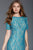 60980 Short Sleeve Beaded Lace Sheath Gown