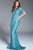 60980 Short Sleeve Beaded Lace Sheath Gown