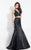 Rachel Allan  - 6098 Two Piece Plunging V Neck Trumpet Gown in Black