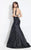 Rachel Allan  - 6098 Two Piece Plunging V Neck Trumpet Gown in Black