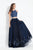 Rachel Allan  - 6099 Two Piece Floral Embroidered Gown in Blue