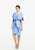 Daymor Couture - 609 Drape Short Sleeve Cocktail Dress in Blue