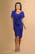 Daymor Couture - 609 Drape Short Sleeve Cocktail Dress in Blue