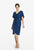 Daymor Couture - 609 Drape Short Sleeve Cocktail Dress in Blue