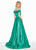Ashley Lauren - 1343 Surplice Off Shoulder Satin Ball Gown In Green