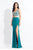 Rachel Allan  - 6100 Two-Piece Floral Crystalline Sheath Gown in Green