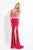 Rachel Allan  - 6100 Two-Piece Floral Crystalline Sheath Gown in Red