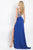 Rachel Allan  - 6100 Two-Piece Floral Crystalline Sheath Gown in Blue