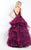 Rachel Allan  - 6101 Beaded V-neck Ruffled Tulle Ballgown in Purple