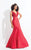 Rachel Allan  - 6102 Two Piece Plunging Trumpet Gown in Red