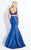Rachel Allan  - 6102 Two Piece Plunging Trumpet Gown in Blue