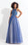 Rachel Allan  - 6103 Beaded Illusion Halter Tulle A-line Dress in Blue
