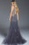 61040 Floral Beaded Deep V-neck Trumpet Gown