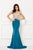 Angela & Alison - Alluring Illusion Evening Dress 61042 in Blue and Neutral