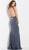 Jovani - 61045 Deep V-neck Pleated Jersey Trumpet Dress In Gray