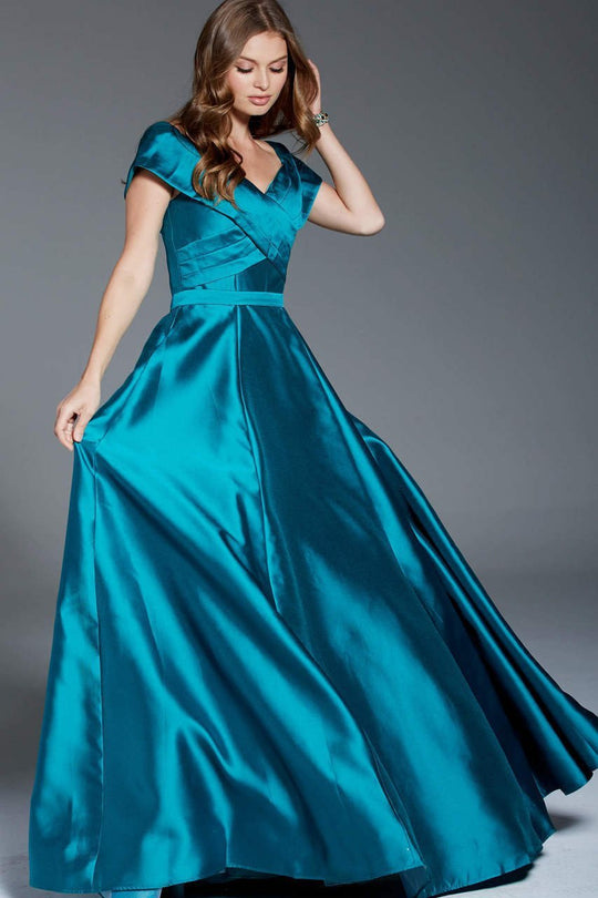 61055 Off Shoulder Crisscrossed Bodice Ballgown