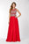 Angela & Alison  - 61056 Beaded Sleeveless Illusion Back A-Line Gown In Red