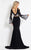 Rachel Allan  - 6108 Two Piece Floral Bell Sleeves Dress in Black