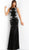 Jovani - 61096 Floral Applique Bateau Trumpet Dress