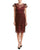 Taylor - 9898M Knee Length Foliage Embroidered Illusion Dress In Red