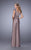 La Femme - 21652 Stretch Satin Embroidered Gown In Cocoa