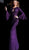 Jovani - 61104 Glitter Long Bell Sleeve Mermaid Dress With Train in Purple