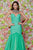 Angela & Alison - 61107 Embellished High Neck Floral Mermaid Gown In Green