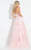 Rachel Allan  - 6110 Floral Embroidered Halter Gown in Pink