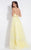 Rachel Allan  - 6110 Floral Embroidered Halter Gown in Yellow