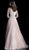 Jovani - 61118 Scattered Sequined Long Sleeve A-Line Gown in Pink