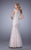 La Femme - 21699 Ornate Lace Applique Evening Gown In Pink and Gray