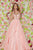 Angela & Alison - 61124 Beaded Plunging Striped Ballgown In Pink