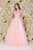 Angela & Alison - 61126 Illusion Floral Lace Festooned Ballgown In Pink