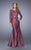 La Femme Appliqued Long Sleeve Pleated Trumpet Gown 21708 - 1 pc Pewter in Size 12, 1 pc Navy In Size 18 Available