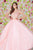 Angela & Alison - 61126 Illusion Floral Lace Festooned Ballgown In Pink