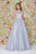 Angela & Alison - 61126 Illusion Floral Lace Festooned Ballgown In Silver