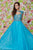 Angela and Alison Keyhole Cutout Sweetheart Embellished A-Line Gown in Blue