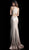 Jovani - 61146 Sequined Halter Satin Trumpet Dress With Train in Gold