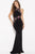 61154 High Neck Floral Embroidered Fitted Gown