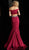 Jovani - 61169 Bead Embellished Off-Shoulder Mermaid Dress in Red