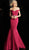 Jovani - 61169 Bead Embellished Off-Shoulder Mermaid Dress in Red